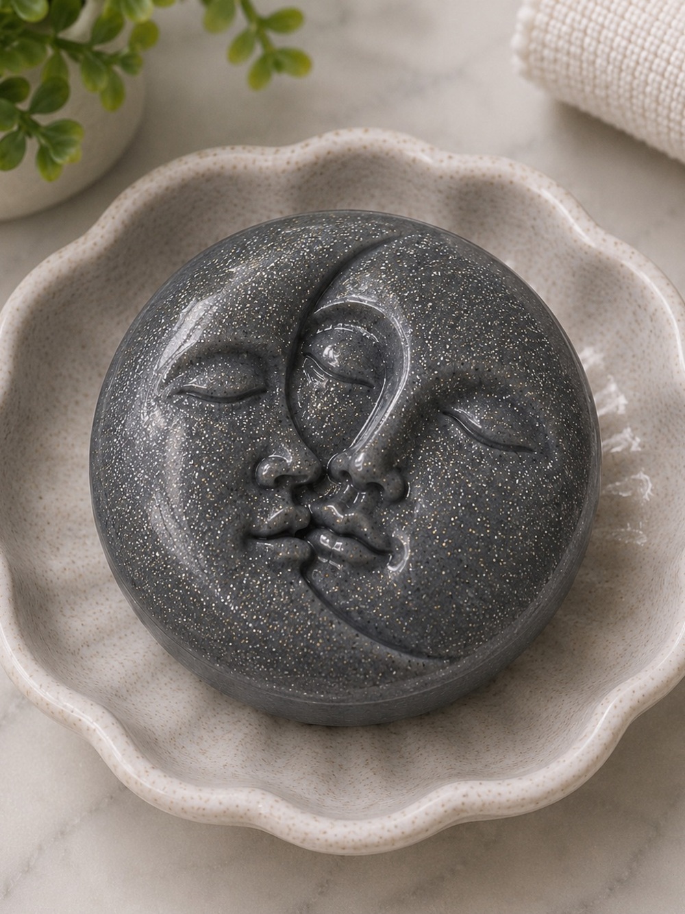 mint SOAP Moon Face shimmer 5oz 3x3in shea butter coconut oil based